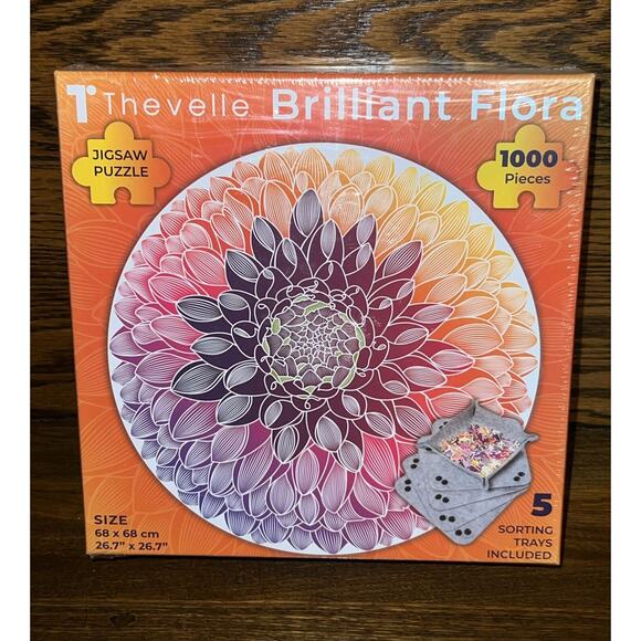 1,000 Piece Jigsaw Puzzle Complete Thevelle Brilliant Flora (w/ sorting trays) - Picture 1 of 3